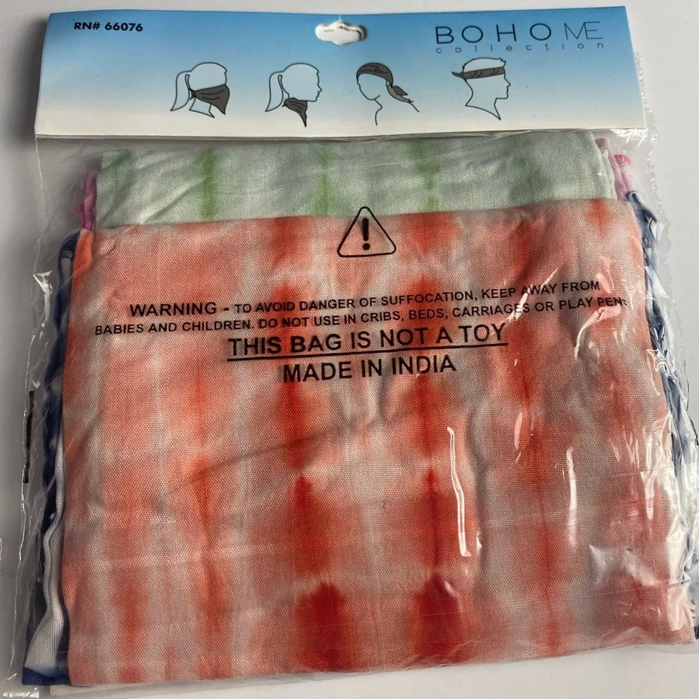 Boho Me Collection Tie Dye Bandana / Scarf 4 Pack